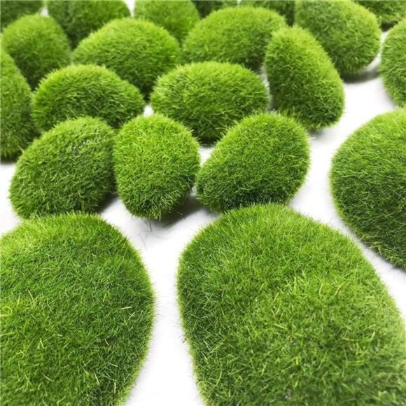 25 PCS 2 Size Artificial Moss Rocks Decorative,Green Moss Balls, Fake Moss Decor - Picture 5 of 8